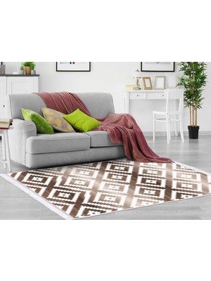 Dekoreko Ipek Dijital Saçaklı Kaymaz Taban Yıkanabilir Halı 2038 Desen 1