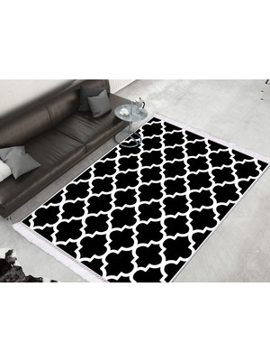 Dekoreko Inci Dijital Saçaklı Yıkanabilir Kaymaz Taban Halı 1882 Desen 4