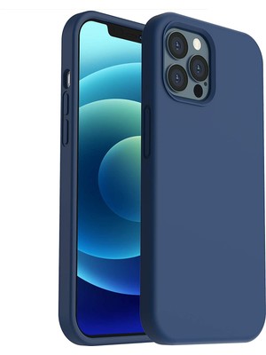 Bilişim Aksesuar Apple iPhone 12 Kılıf Liquid Lansman Silikon Petrol Mavisi