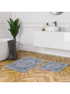 Alanur Home Alanur Trend Kaymaz Taban Dijital Banyo Takımı KT412 Mavi