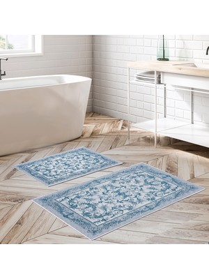 Alanur Home Alanur Trend Kaymaz Taban Dijital Banyo Takımı KT460 Mavi