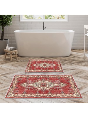 Alanur Home Alanur Trend Kaymaz Taban Dijital Banyo Takımı KT483 Bordo