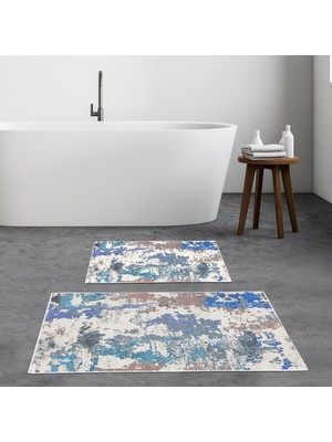 Alanur Home Alanur Trend Kaymaz Taban Dijital Banyo Takımı KT488 Mavi