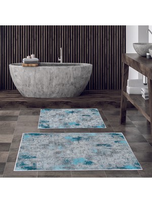 Alanur Home Alanur Trend Kaymaz Taban Dijital Banyo Takımı KT495 Mavi