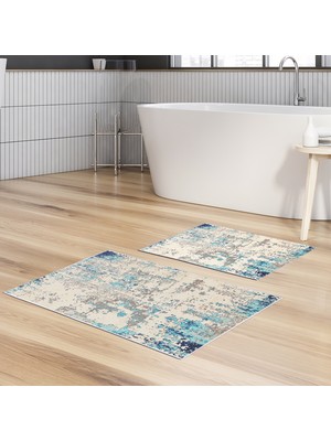 Alanur Home Alanur Trend Kaymaz Taban Dijital Banyo Takımı KT496 Mavi