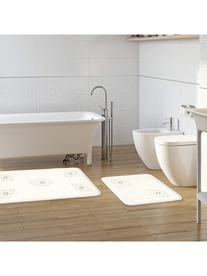 Alanur Home Kırçiçeği Nakışlı Pamuklu Banyo Takımı 2 Pcs Krem