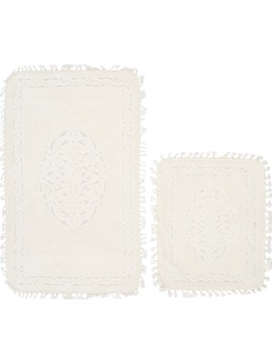 Alanur Home Alanur Osmanlı Cotton Saçaklı 2 Li Paspas Krem