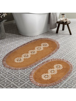 Alanur Home Eyfel Saçaklı Banyo Takımı 2 Pcs Açık Kahve