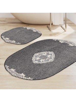 Alanur Home Mary Sarma Welsoft Aplikli  Oval Klozet Takımı  Antrasit  2 Parça