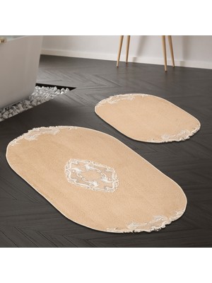 Alanur Home Mary Sarma Welsoft Aplikli  Oval Klozet Takımı Cappuccino 2 Parça