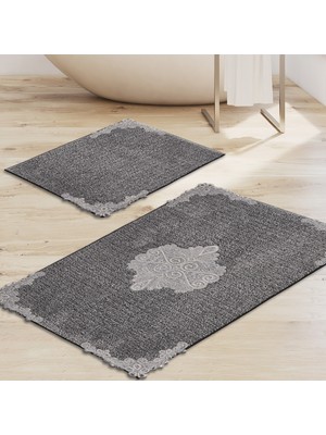 Alanur Home Mary Cordone Welsoft Aplikli  Klozet Takımı  Antrasit  2 Parça