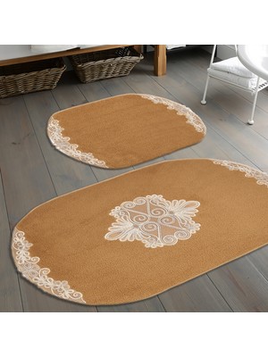 Alanur Home Mary Cordone Welsoft Aplikli  Oval Klozet Takımı  Kahve  2 Parça