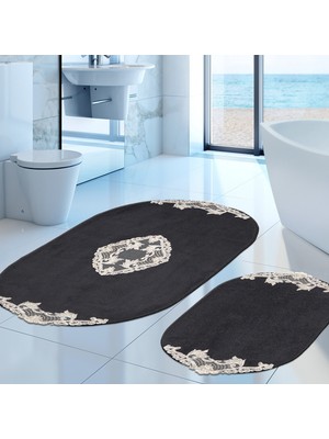 Alanur Home Mary Sarma Welsoft Aplikli  Oval Klozet Takımı  Gümüş  2 Parça