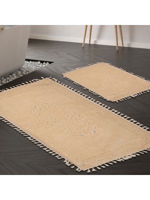 Alanur Home Alanur Osmanlı Cotton Saçaklı 2 Li Paspas Cappuccino