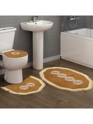 Alanur Home Queen Sarmaşık Şekilli Nakışlı 3 Lü Set Açık Kahve