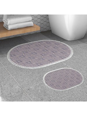 Alanur Home Alanur Trend Kaymaz Taban Oval Saçaklı Dijital Banyo Takımı Bej
