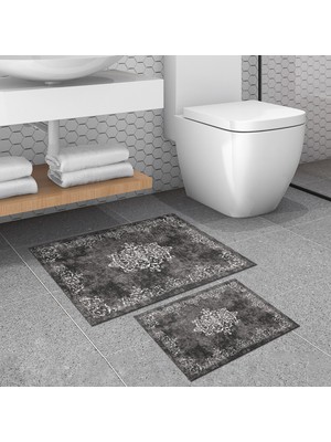 Alanur Home Alanur Trend Kaymaz Taban Dijital Banyo Takımı Gri