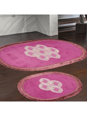 Alanur Home Akasya Saçaklı Banyo Takımı 2 Pcs Fuşya