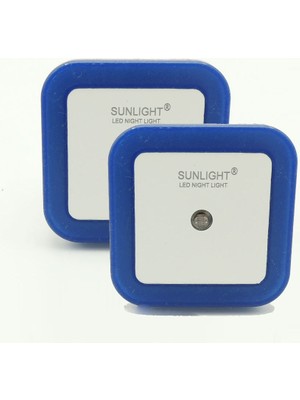 Sunlight Kare LED Gece Lambası 0,5W Işıklı Fişli Fotosel Sensörlü 2 Adet