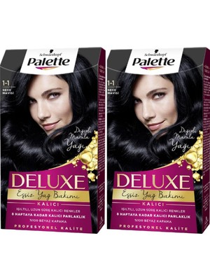 Palette Deluxe 1-1 Gece Mavisi Saç Boyası 2'li Amonyaklı Krem Form Ürün Kalıcı Etki