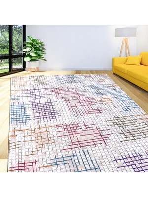 Nur Home Tekstil Ebruli Desen Süngerli Kadife Lastikli Halı Örtüsü, Nrh-30