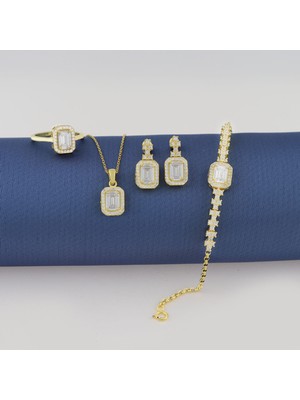 Silveranka 925 Ayar Gümüş Gold Baget Şık Bileklik