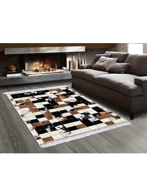 Dekoreko Ipek Dijital Saçaklı Yıkanabilir Kaymaz Taban Halı 1915 Desen 1