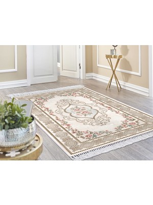 Dekoreko Inci Dijital Saçaklı Yıkanabilir Kaymaz Taban Halı 1839 Desen 1