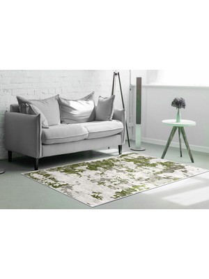 Dekoreko Inci Saçaksız Yıkanabilir Kaymaz Taban Halı 7003 Yeşil