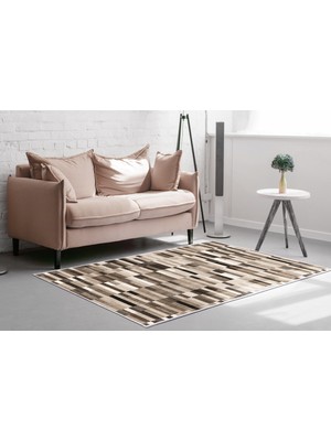 Dekoreko Inci Saçaksız Yıkanabilir Kaymaz Taban Halı 1620 Kahverengi