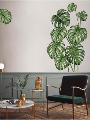 Kt Grup Tropikal Yapraklar Suluboya Duvar Sticker