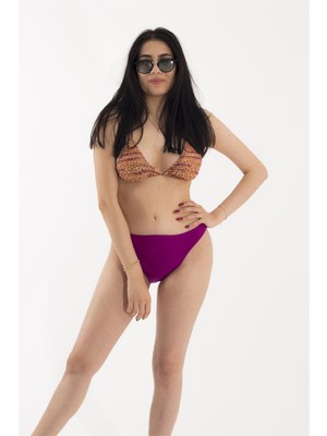 Huma Leopar Desen Esintili Koyu Pembe Bikini Takım