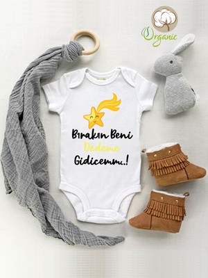 Limon  Bırakın Beni Dedeme Gidicemm Kısa Kol Çıtçıtlı Bebek Body