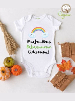 Limon Bırakın Beni Babaanneme Gidicem Organik Kısa Kol Çıtçıtlı Bebek Body