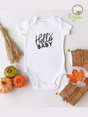 Limon  Hello Baby Desenli Organik Çıtçıtlı Body