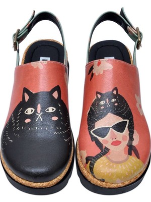 Dogo Kadın Vegan Deri Pembe Kalın Taban Sandalet - Cat Hat Tasarım