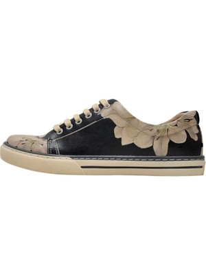 Kadın Vegan Deri Siyah Sneakers - Jasmine and Swan Tasarım