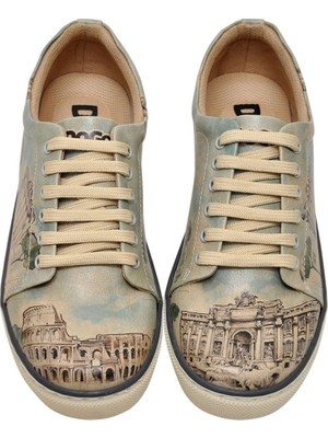 Kadın Vegan Deri Mavi Sneakers - All Roads Lead to Rome Tasarım