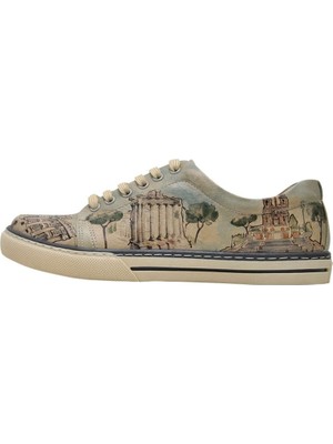 Kadın Vegan Deri Mavi Sneakers - All Roads Lead to Rome Tasarım