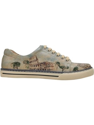 Kadın Vegan Deri Mavi Sneakers - All Roads Lead to Rome Tasarım