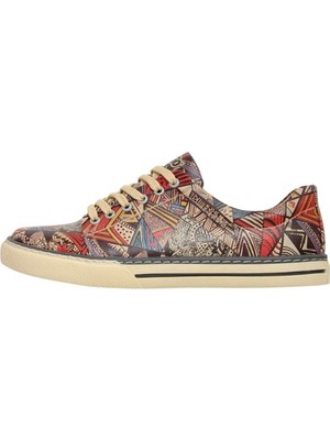 Kadın Vegan Deri Çok Renkli Sneakers - African Symbols Tasarım