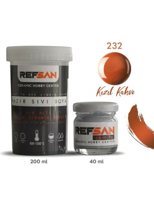 Refsan Hazır Çini ve Seramik Boyası 232 Kızıl Kahve 40 ml