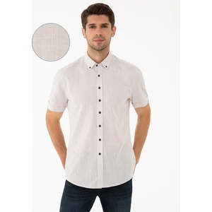 Pierre Cardin Erkek Bej Regular Fit Kısa Kollu Gömlek 50240404-VR011
