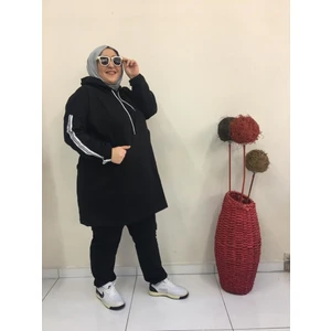 Cng Moda Büyük Beden Tesettür Salaş Kesim Eşofman Takımı Siyah
