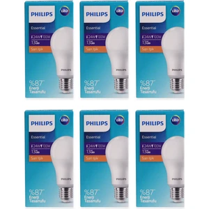 Essential LED Lamba 13W - 100W E27 Duy 2700K Sarı  Işık( 6 Lü Paket)