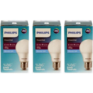 Essential LED Ampul 8W - 60W E27 Beyaz Işık 3 Adet