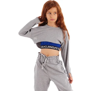 Nakışlı Basic Crop Üst Uzun Kol