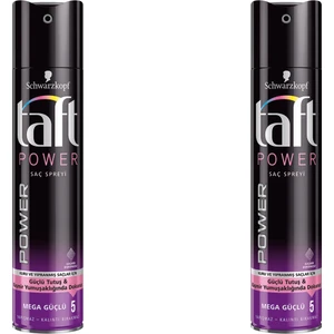Taft Power Saç Spreyi Mega Güçlü 5 Mor Siyah 2li