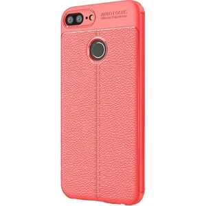 Case 4U Huawei Honor 9 Lite Kılıf Rugan Armor Deri Görünümlü Yüksek Kalite Silikon Niss Kırmızı