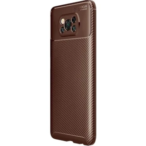 Case World Caseworld Xiaomi Poco X3 Pro Karbon Tasarımlı Kapak - Kahverengi